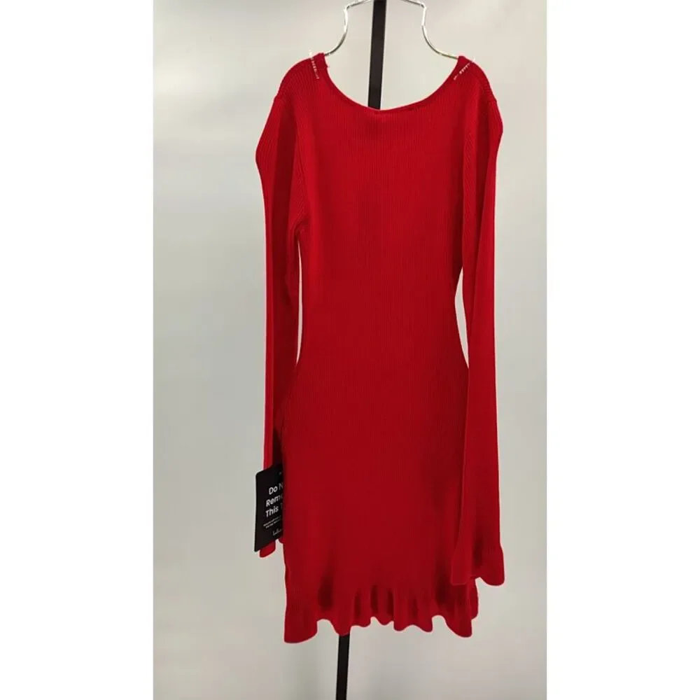 Lulu's Red Long-Sleeve Square-Neck Mini Dress - Picture 3 of 3